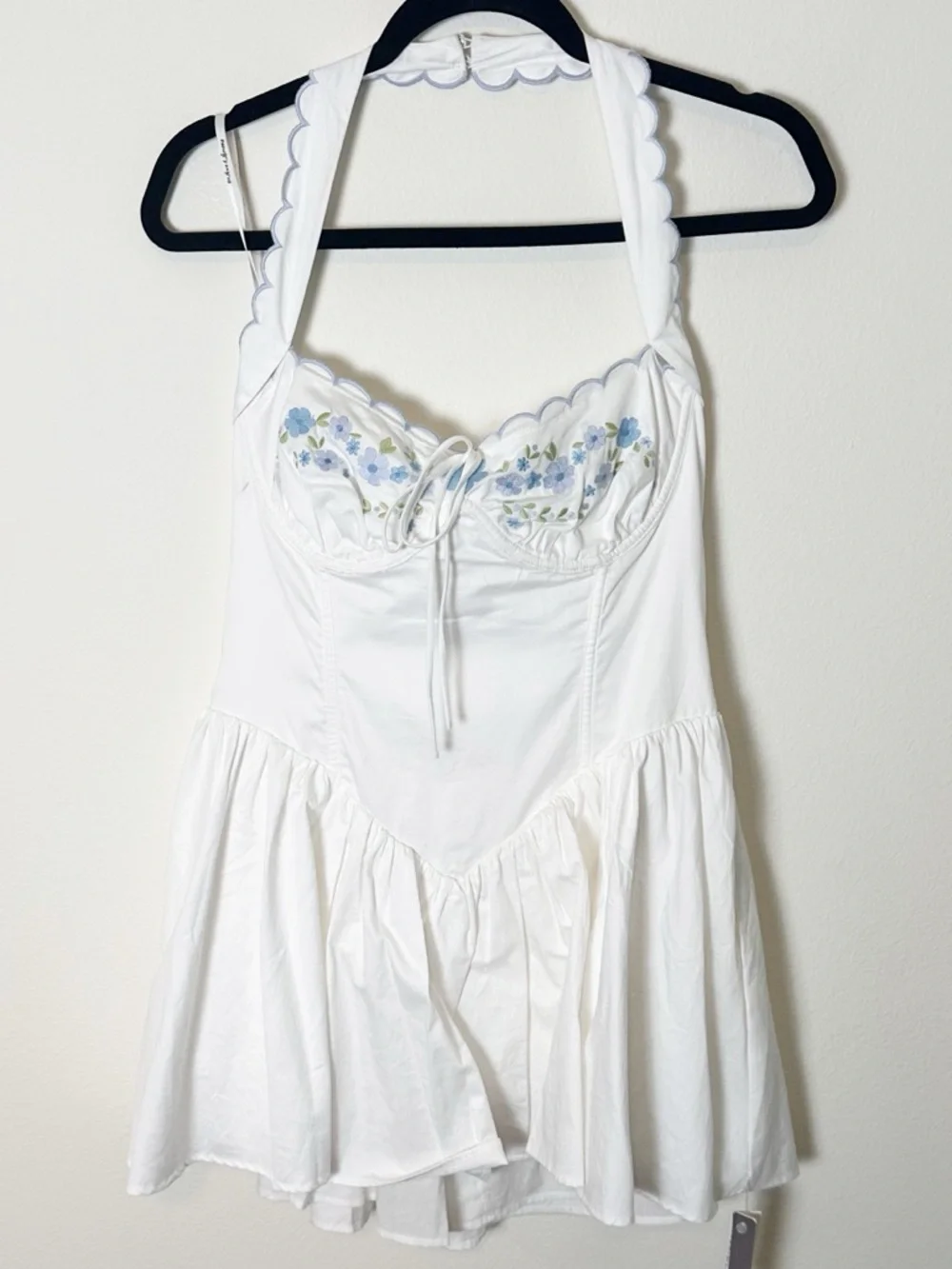 New For Love and Lemons Cotton Poplin Tea Time Bustier Mini Dress Embroidered L - Picture 3 of 12